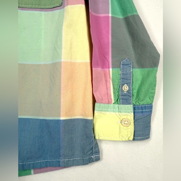 GAP Boys Pastel Easter Plaid Button Down Shirt 5T Colorful Classic Spring Preppy - Picture 8 of 11
